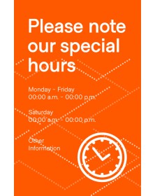 Special Hours Poster 11" x 17" Orange Pack of 6 